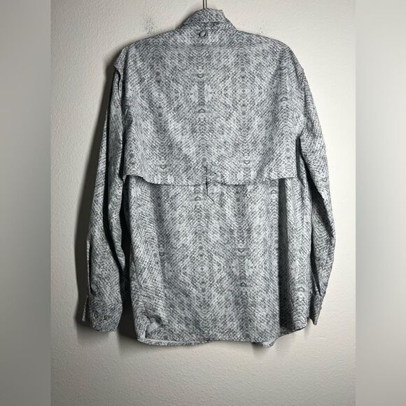 Reel Legends Shirt Mens Saltwater Gray White Button Up Long Sleeve Fishing Sz M - Picture 3 of 13